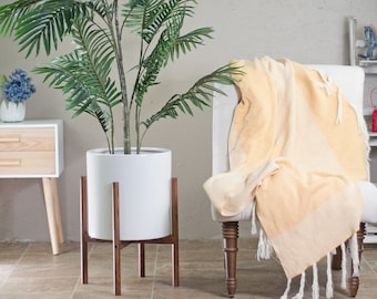Large Plant Stand with Pot - Mid century modern planter - Wood Plant Stand - 13" Plant Pot - Mid Century Modern - Indoor Planter - Honey