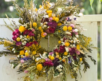 Overgrown Garden Wreath: Custom Dried Flower & Grains Fall Decor