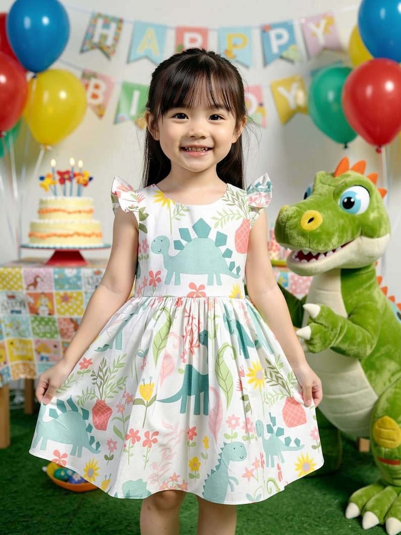 Dinosaur dress for girls,baby dinosaur dress,pastel… · MakerMade
