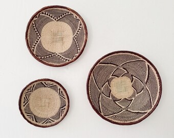 Binga Basket Wall Set of 3, Zimbabwe Tonga Baskets, African Basket Set #K080