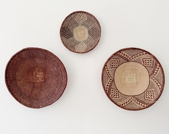 Binga Basket Wall Set of 3, Zimbabwe Tonga Baskets, African Basket Set #K084