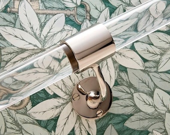 Custom Lucite Stair Handrail, Polished Nickel Brackets, Modern Banister