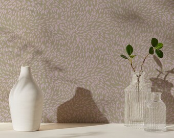 Grass Wallpaper - Pink Green, Dotted Texture Wallpaper, Polka Dots Wallpaper, Organic Pattern Wallpaper, Organic Dots, Textured Wall Cover