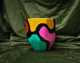 Medium Multi Face Planter | Earthenware Ceramic Plant pot | Design-For the 90s