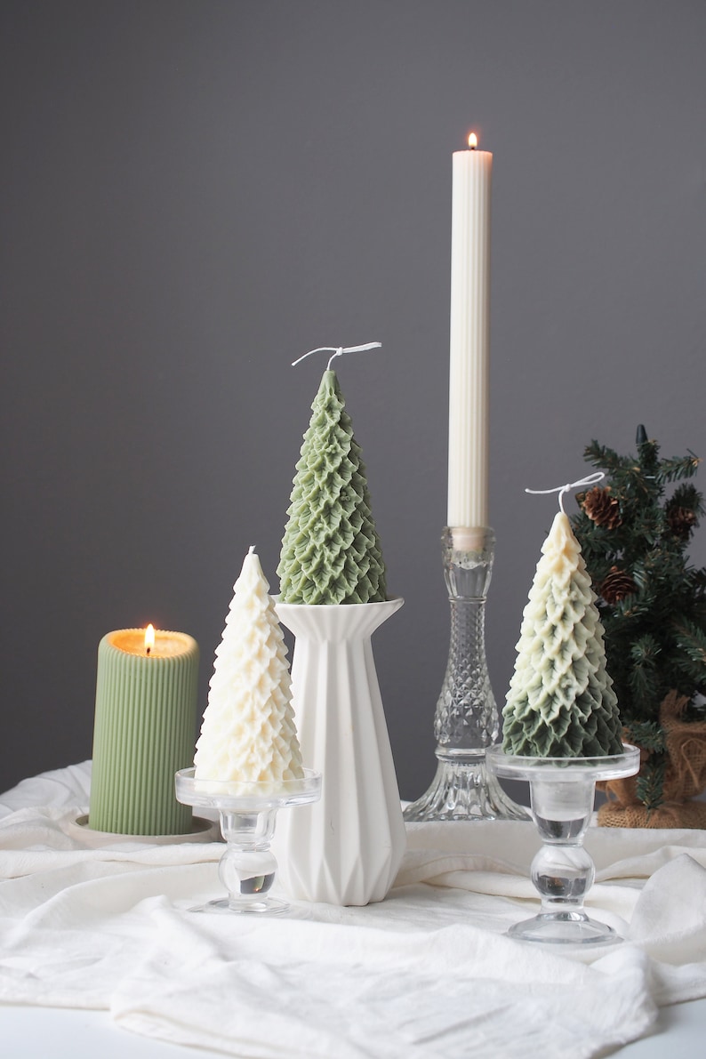 Christmas Snow Tree Soy & Beeswax Scented Candle, Handmade Christmas Gift