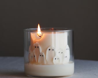 Handcrafted Halloween ghost Boo Crew Candle: Soy & Beeswax