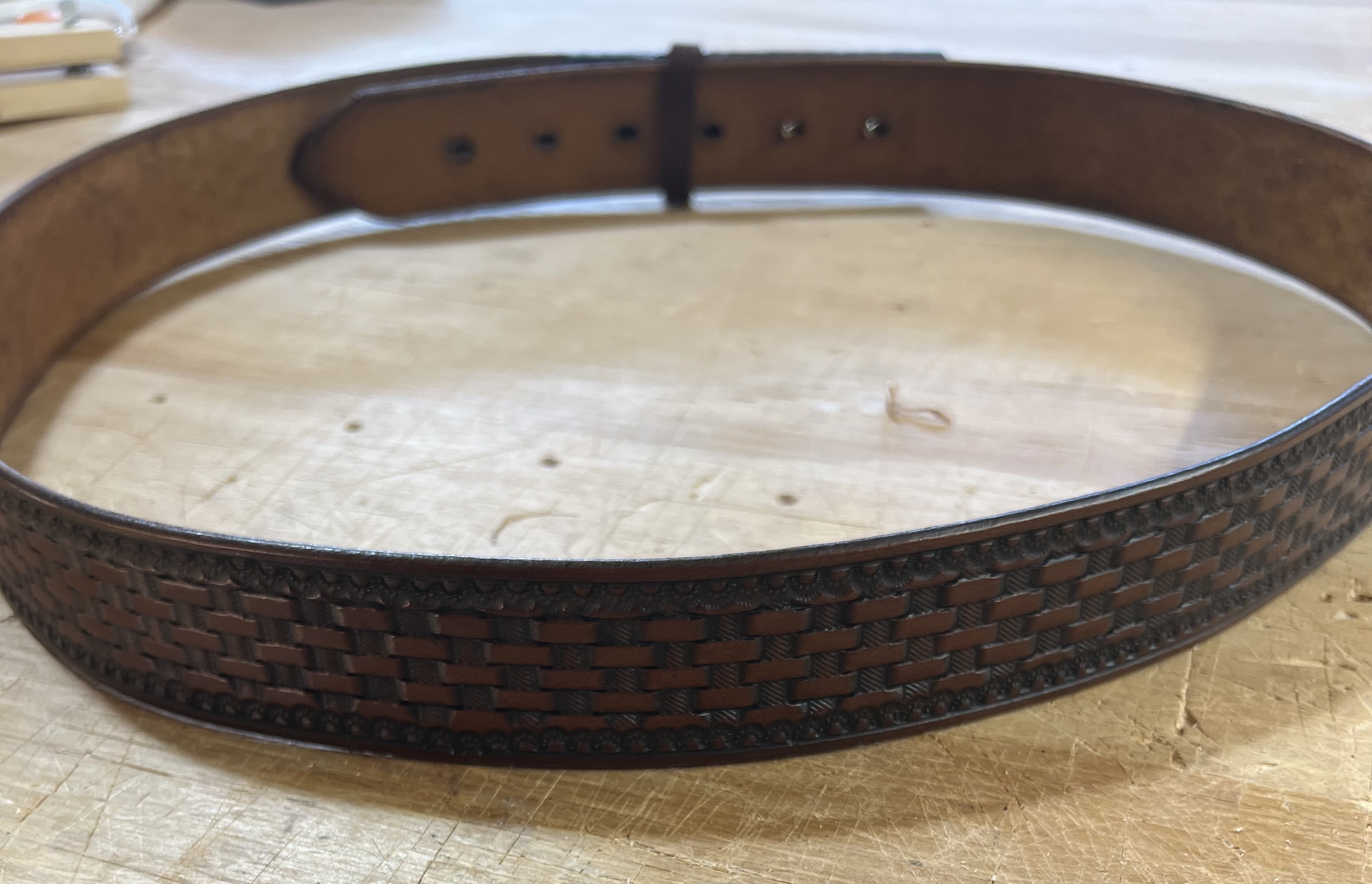 Hand Tooled Full Grain Leather Work Belt – Scratchless Hidden Buckle Belt